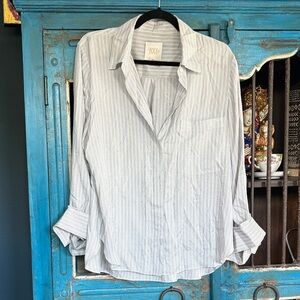 TWP Large Silk Striped Button-Up Shirt